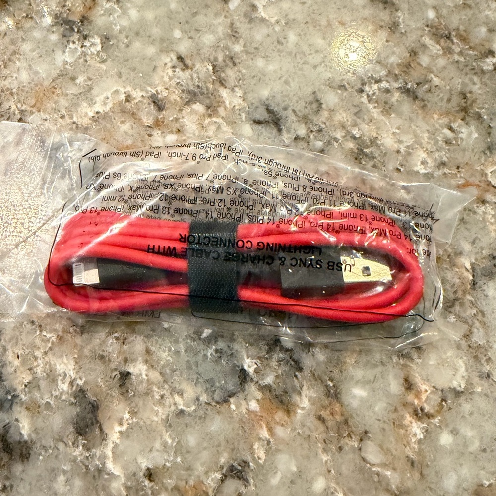 New Red 3Ft Lightening to USB-A Cable